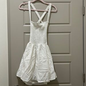 White Smocked Backless Dress